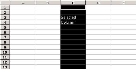 Selected column C