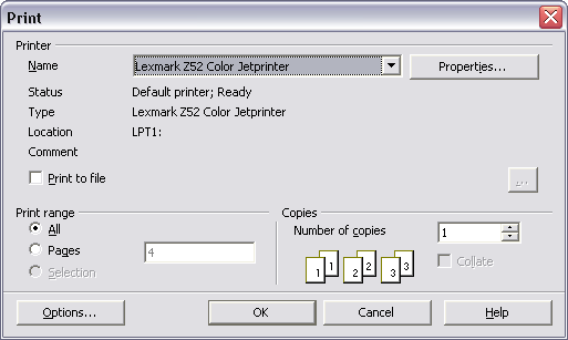 Print Dialog Box