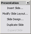 Presentation Toolbar: Insert Slide