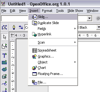 Menu Toolbar: Insert - Slide