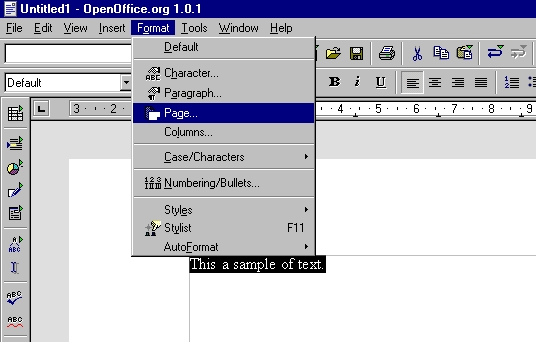 openoffice add page number footer